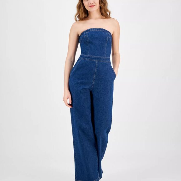 Tinseltown Pants - Tinseltown Strapless Denim Jumpsuit NWT - (M)